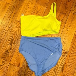 Aerie Crinkle Asymmetrical Cut Out One Piece Swimsuit